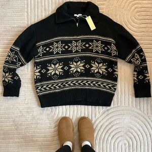 Black and Cream Women's Sweater